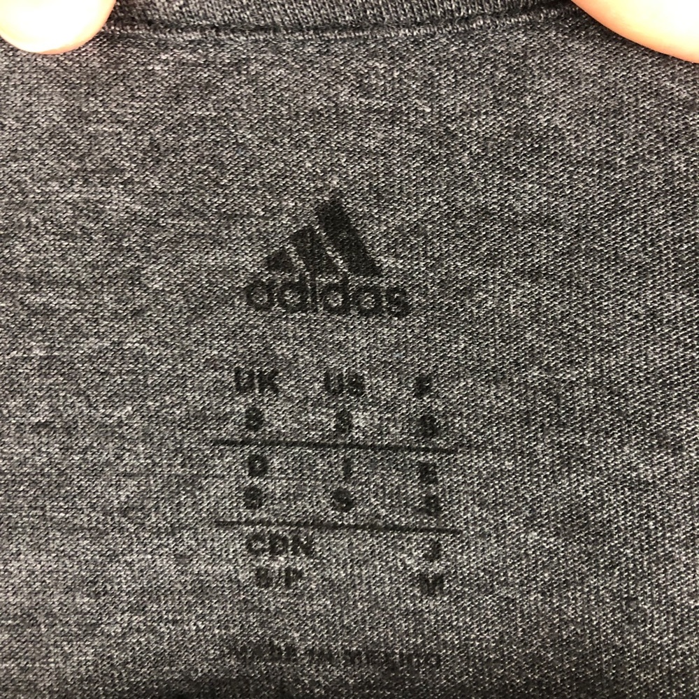 Adidas V-Neck Dark Gray Tee Shirt Cotton Blend - Picture 11 of 11